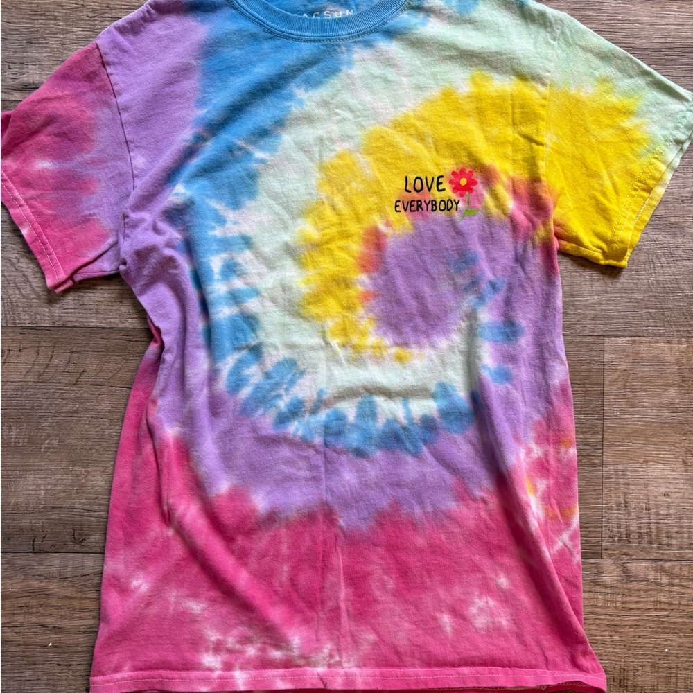 PacSun Pink and Blue Short Sleeve Tie-Dye Tee